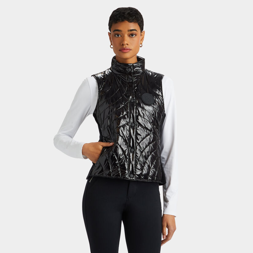 QUILTED NYLON COATED MERINO WOOL-LINED SNAP GILET image number 3