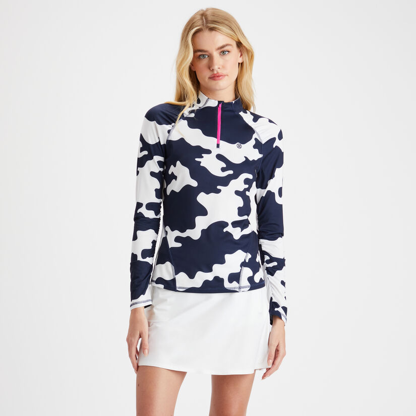 EXPLODED CAMO FINE TECH JERSEY QUARTER-ZIP PULLOVER image number 3