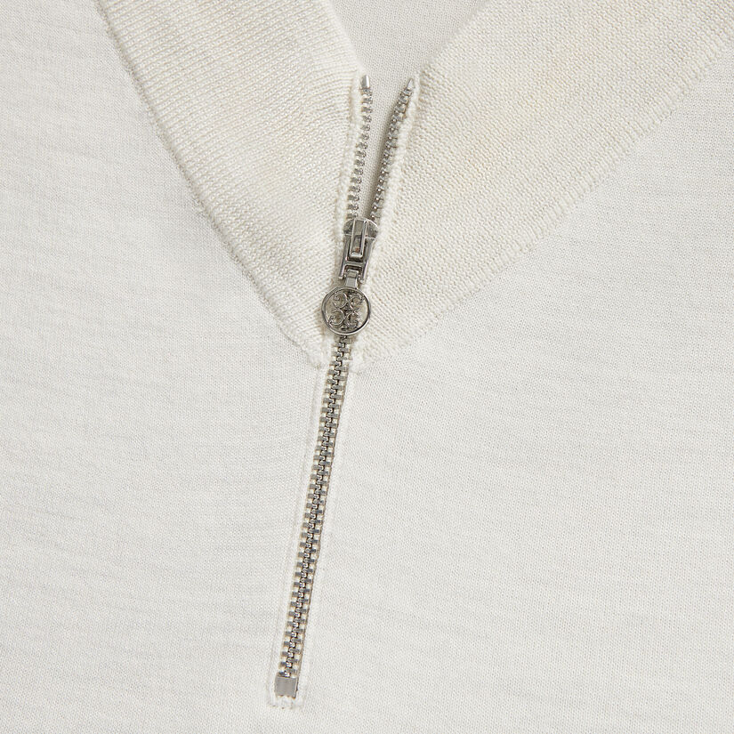 CONTRAST V NECK MERINO WOOL QUARTER ZIP JUMPER image number 5