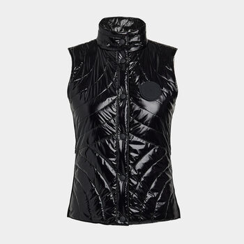 QUILTED NYLON COATED MERINO WOOL-LINED SNAP GILET