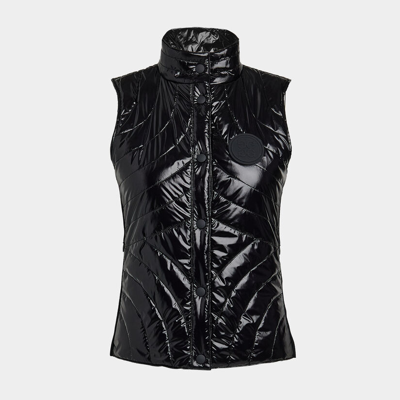 QUILTED NYLON COATED MERINO WOOL-LINED SNAP GILET image number 1