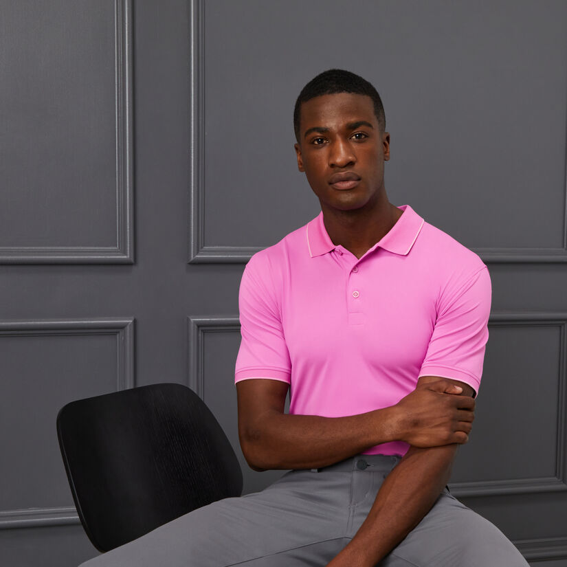 RIB COLLAR TECH JERSEY SLIM FIT POLO image number 2