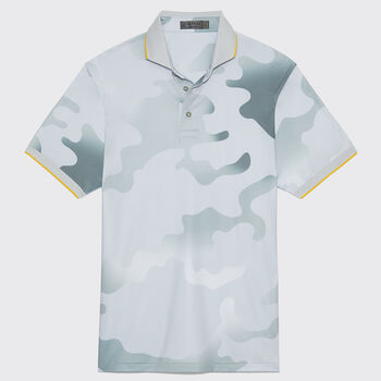 CAMO MODERN SPREAD RIB COLLAR TECH JERSEY TAILORED FIT POLO