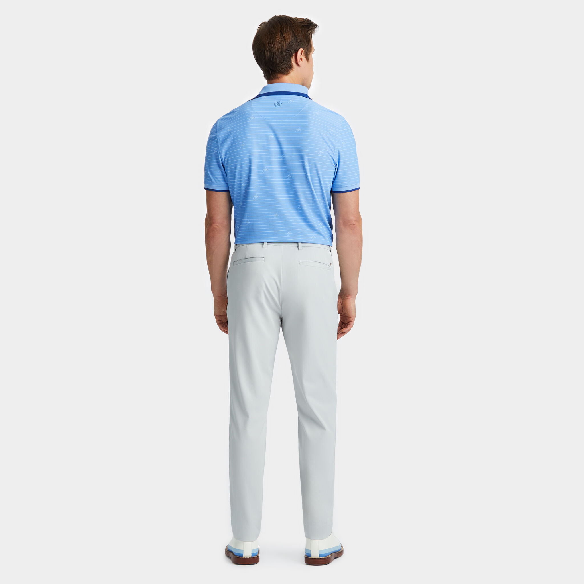 G FORE SCRIPT STRIPE TECH PIQU BANDED SLEEVE POLO MEN S POLO