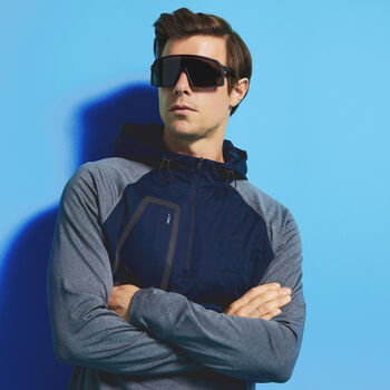 HOODED TECH INTERLOCK QUARTER ZIP PULLOVER