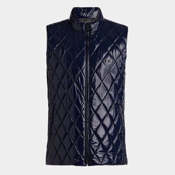 QUILTED POLISHED NYLON MERINO WOOL LINED PUFFER GILET