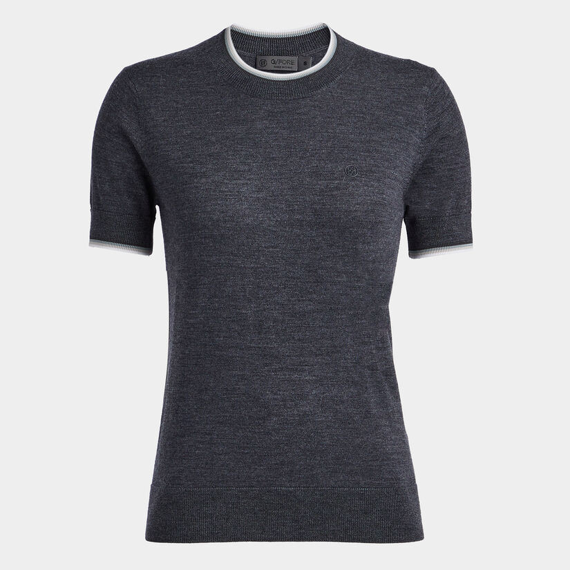 Light-Yellow Merino Wool Short-Sleeve Turtleneck Jumper