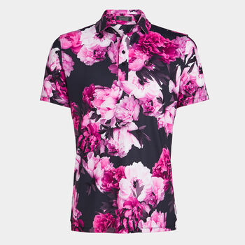 PHOTO FLORAL TECH JERSEY MODERN SPREAD COLLAR POLO