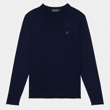 CONTRAST V NECK SLIM FIT CASHMERE JUMPER