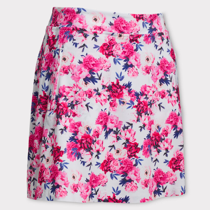 PHOTO FLORAL SILKY TECH NYLON A-LINE SKORT image number 1