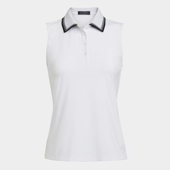 TUX RIB PLEATED COLLAR SILKY TECH NYLON SLEEVELESS POLO
