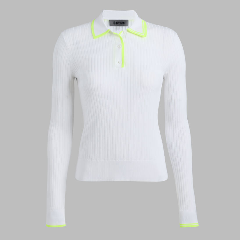RIBBED KNIT LONG SLEEVE POLO JUMPER image number 1
