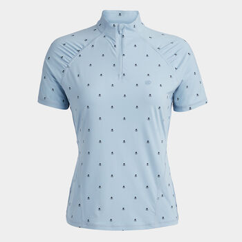 SKULL & T'S SILKY TECH NYLON SHORT SLEEVE QUARTER ZIP PULLOVER