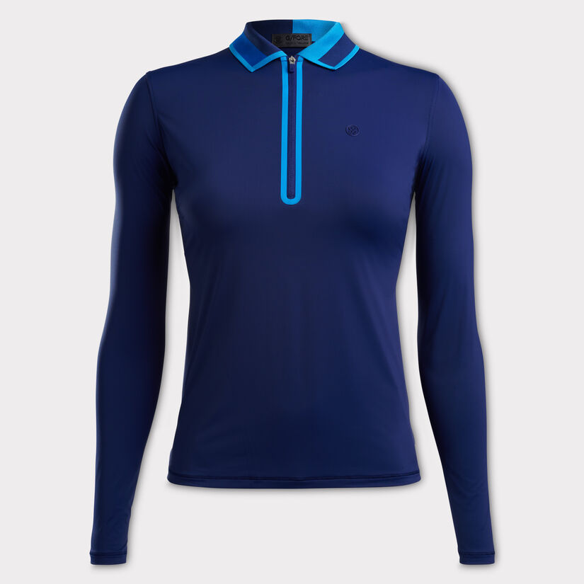 FEATHERWEIGHT SILKY TECH NYLON QUARTER ZIP POLO image number 1
