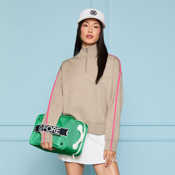 MERINO WOOL COTTON PLAITED 1/4 ZIP JUMPER - Alternate Image 1