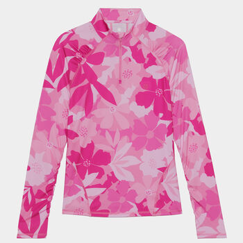 FLORAL CAMO TECH JERSEY QUARTER ZIP PULLOVER