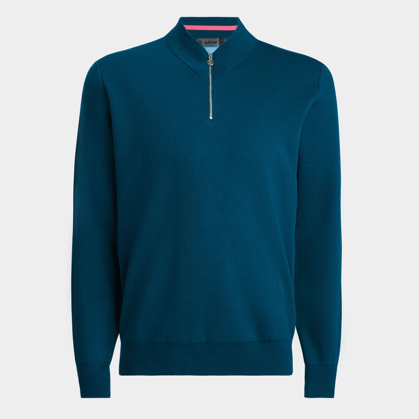 CONTRAST V NECK MERINO WOOL QUARTER ZIP JUMPER – G/FORE