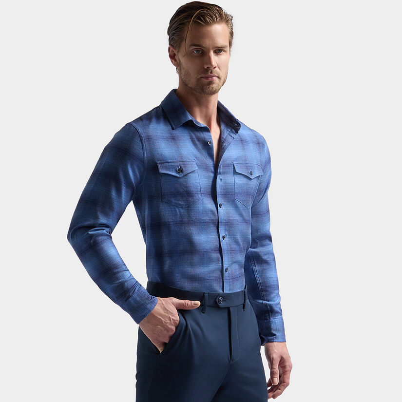 SHADOW PLAID BRUSHED DRESS SHIRT image number 2