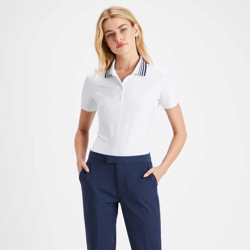 PLEATED COLLAR SILKY TECH NYLON POLO image number 3