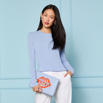 COTTON BLEND RIB KNIT FITTED TOP