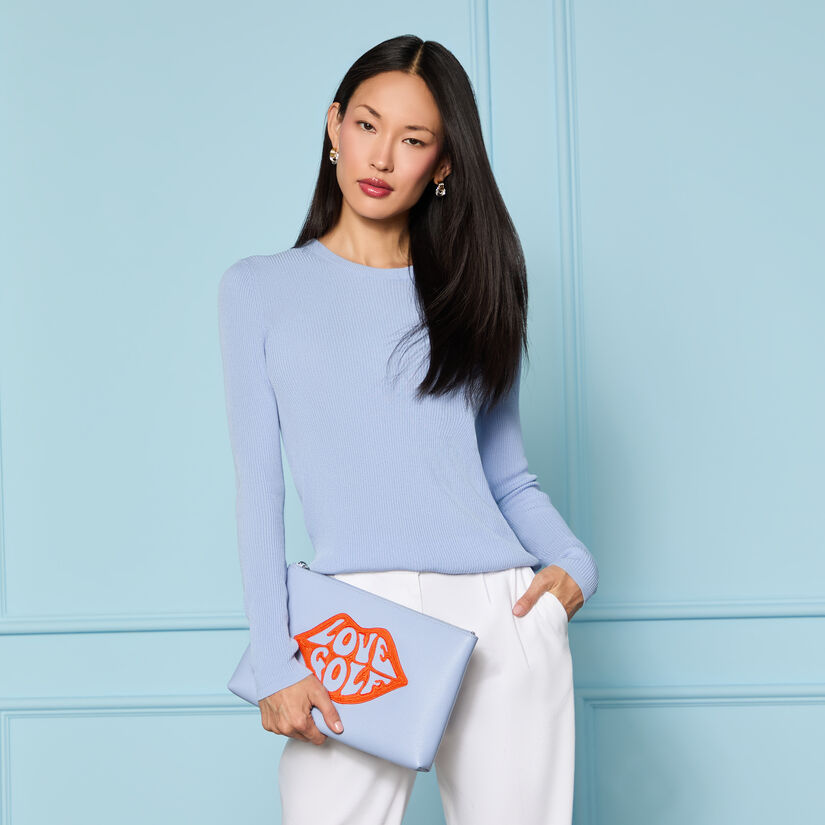 COTTON BLEND RIB KNIT FITTED TOP image number 2