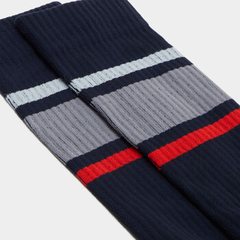 STRIPED RIBBED COMPRESSION CREW SOCK