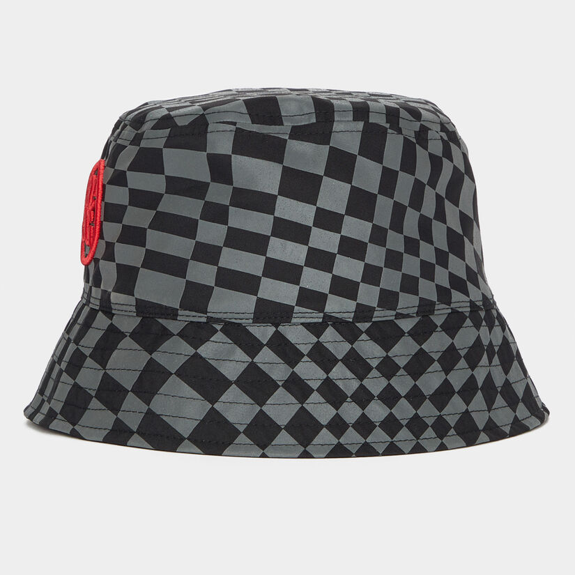 REVERSIBLE DISTORTED CHECK NYLON BUCKET HAT image number 6