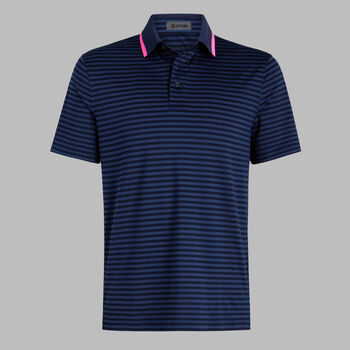 PERFORATED STRIPE JERSEY POLO