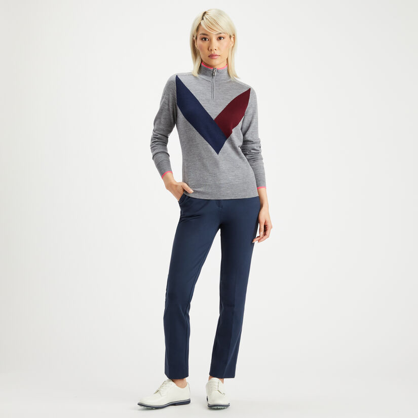 MULTI V MERINO WOOL QUARTER-ZIP JUMPER image number 4