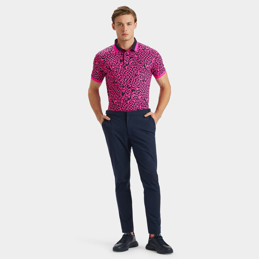 MINI DISTORTED CHECK BANDED SLEEVE TECH PIQUÉ POLO image number 4