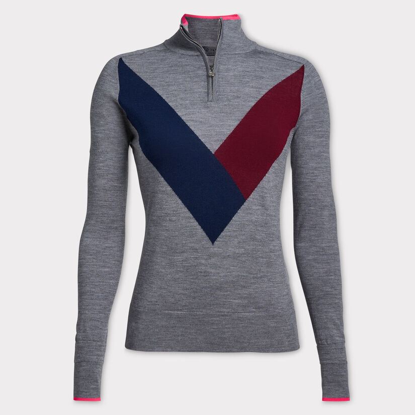 MULTI V MERINO WOOL QUARTER-ZIP JUMPER image number 1