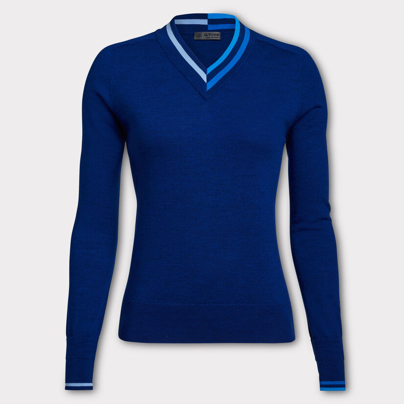 LAYERED MERINO WOOL V NECK JUMPER image number 1