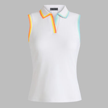 Alternative image of JOHNNY COLLAR RIBBED TECH SLEEVELESS POLO - Alternate Image 1