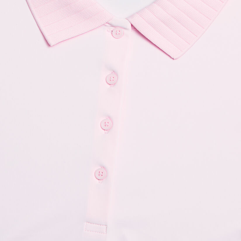 PLEATED COLLAR SILKY TECH NYLON SLEEVELESS POLO image number 5