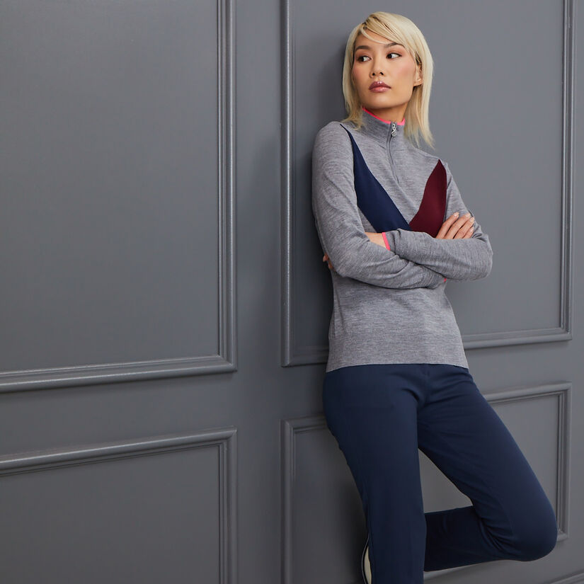 MULTI V MERINO WOOL QUARTER-ZIP JUMPER image number 2