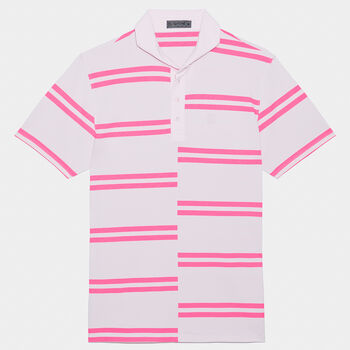 OFFSET STRIPE MODERN SPREAD COLLAR TECH PIQUÉ SLIM FIT POLO