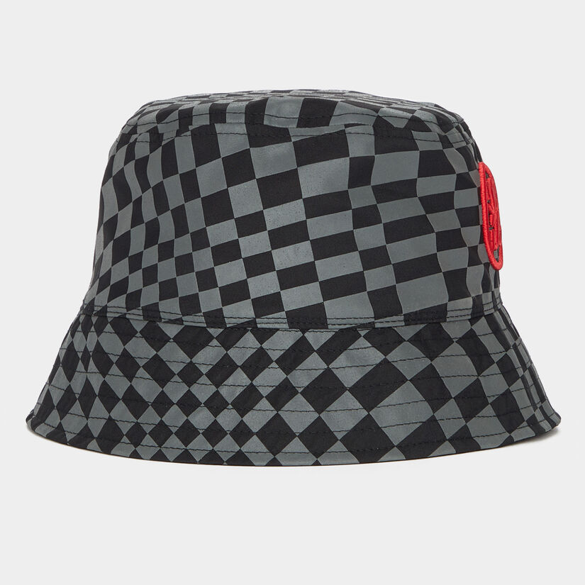 REVERSIBLE DISTORTED CHECK NYLON BUCKET HAT image number 8