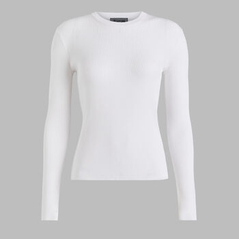 COTTON BLEND RIB KNIT FITTED TOP