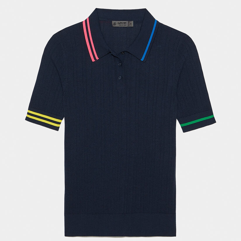 CONTRAST COLLAR RIB COTTON BLEND POLO – G/FORE