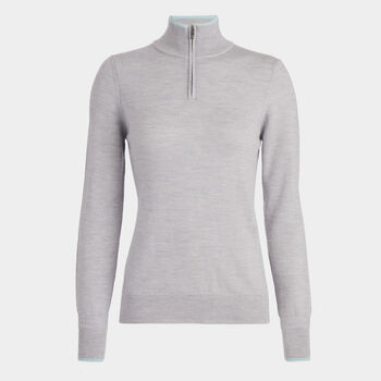 CONTRAST TIPPED MERINO WOOL QUARTER ZIP JUMPER