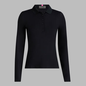 RIBBED TECH NYLON LONG SLEEVE POLO
