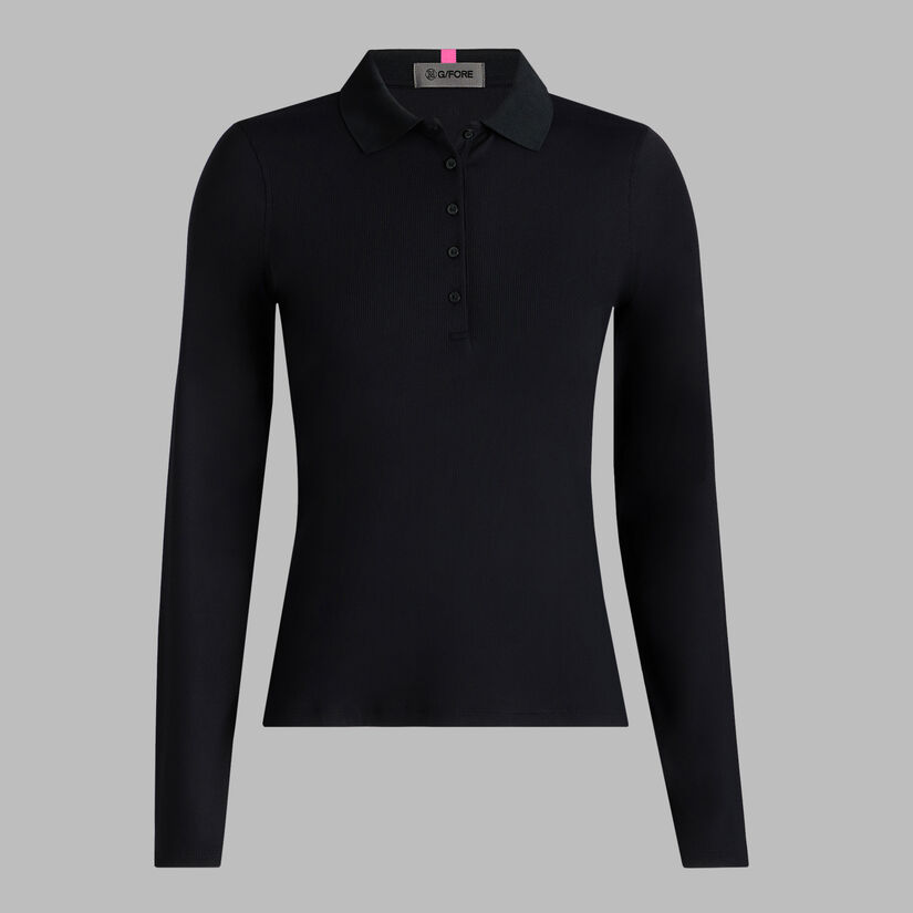 RIBBED TECH NYLON LONG SLEEVE POLO image number 1
