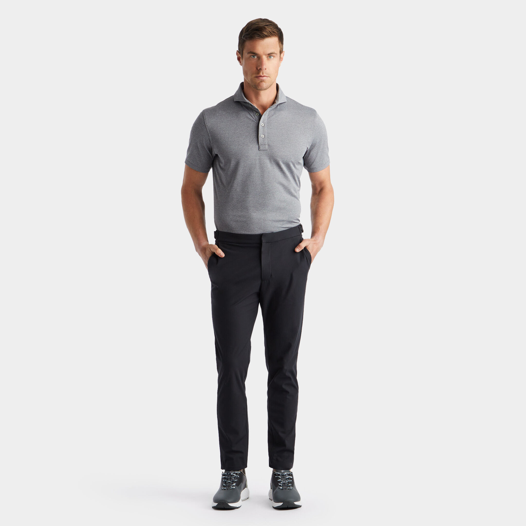 Black pants grey sales polo