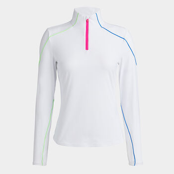 COLOUR BLOCK SUN SHIELD SILKY TECH NYLON QUARTER ZIP LAYER