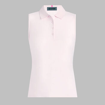 PLEATED COLLAR SILKY TECH NYLON SLEEVELESS POLO