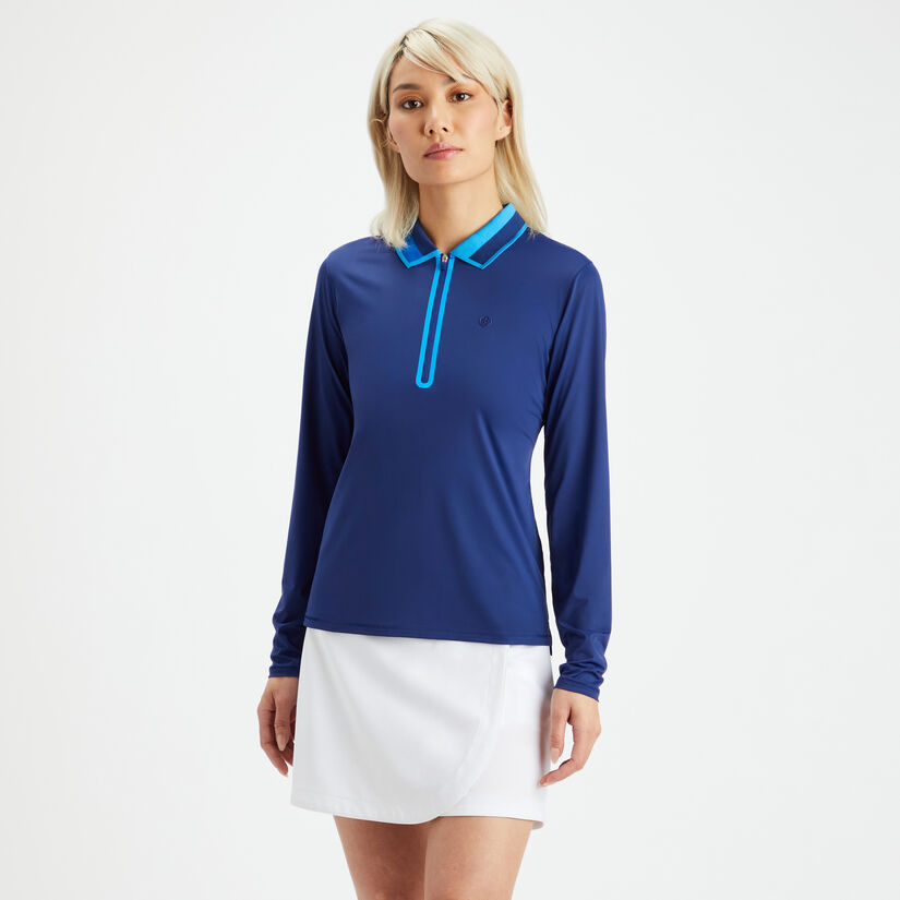FEATHERWEIGHT SILKY TECH NYLON QUARTER ZIP POLO image number 3