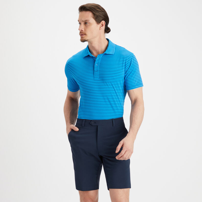 PERFORATED MULTI STRIPE TECH JERSEY RIB COLLAR SLIM FIT POLO image number 3
