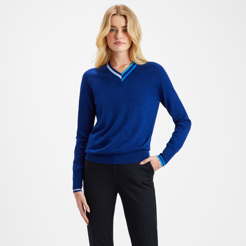 LAYERED MERINO WOOL V NECK JUMPER image number 3