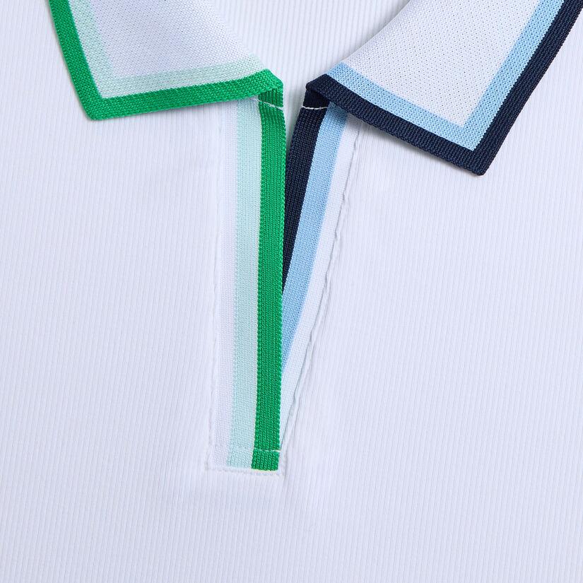 CONTRAST JOHNNY COLLAR TECH NYLON RIB LONG SLEEVE POLO image number 5