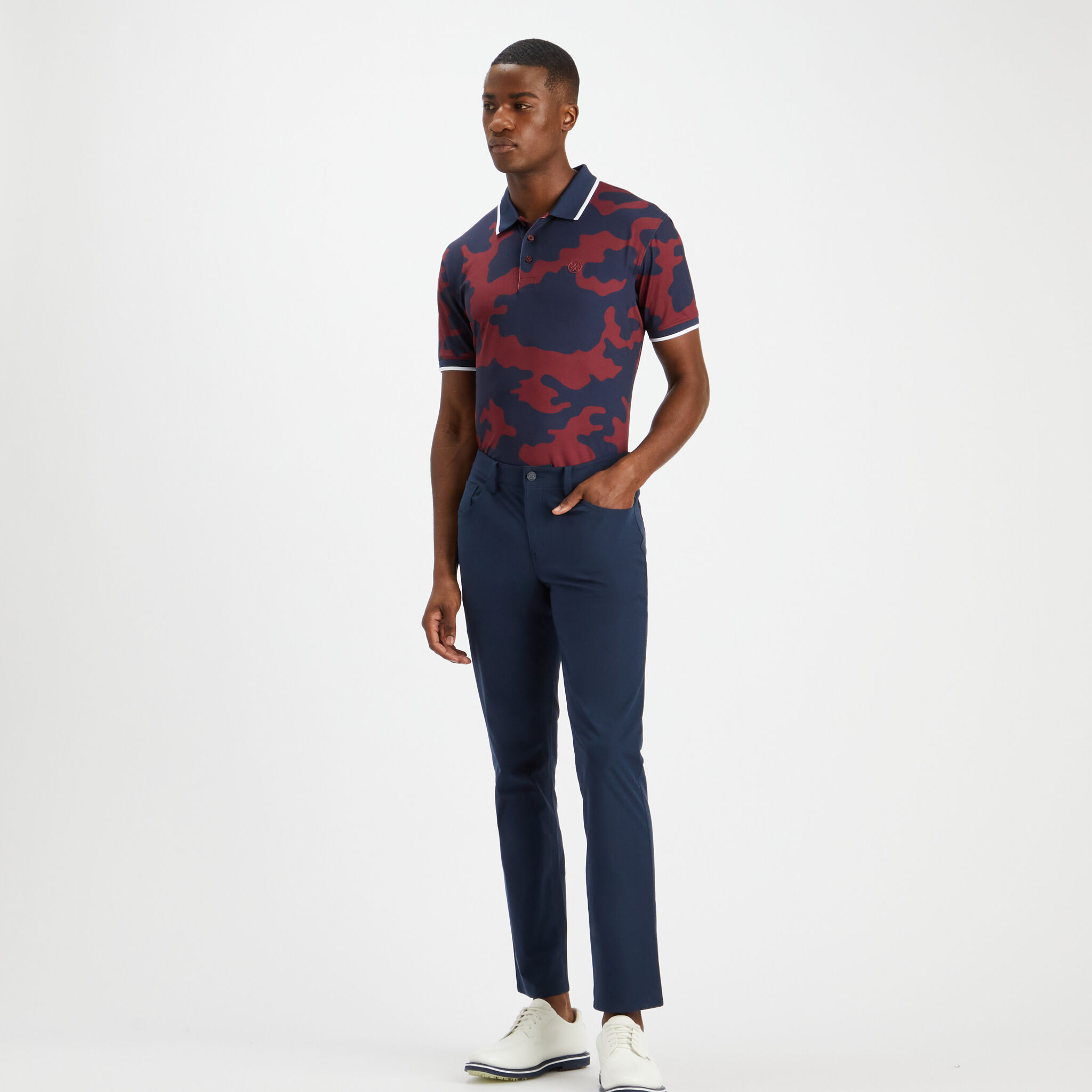 MEN S EXPLODED CAMO RIB COLLAR TECH JERSEY SLIM FIT POLO G FORE